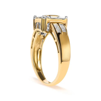 10k Yellow Gold 1/2 Cttw Diamond Composite and Halo Ring (h-i Color Si1-si2 Clarity) - Fine Jewelry us Direct