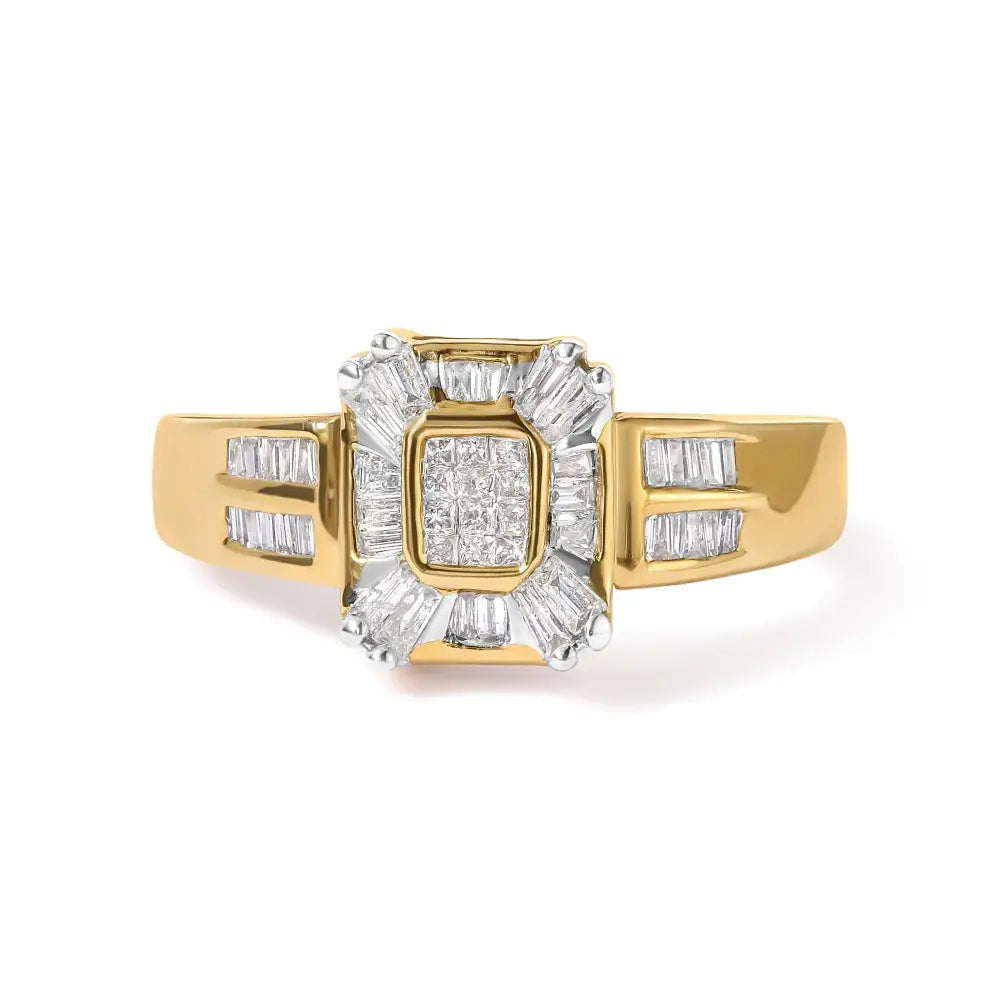 10k Yellow Gold 1/2 Cttw Diamond Composite and Halo Ring (h-i Color Si1-si2 Clarity) - Fine Jewelry us Direct