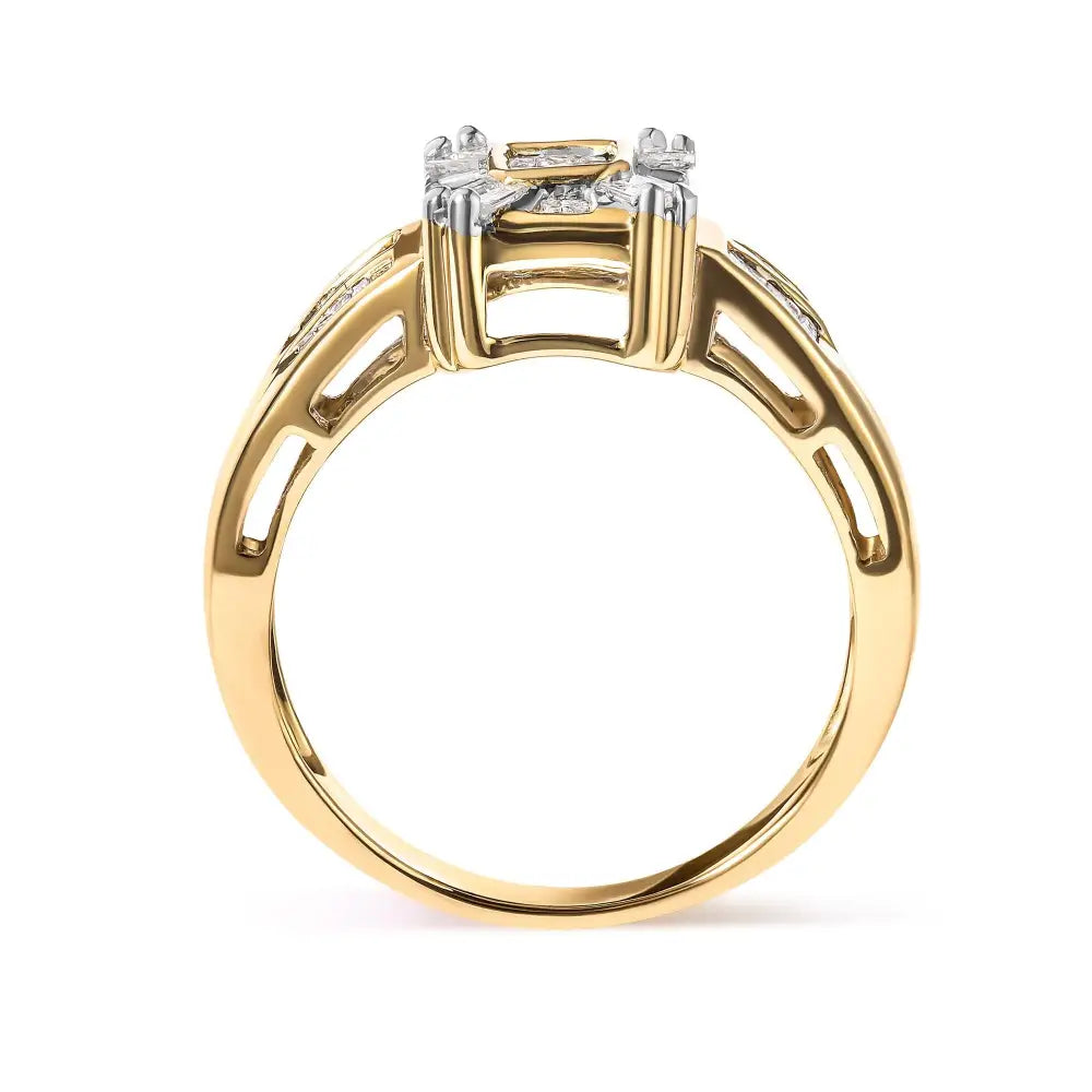 10k Yellow Gold 1/2 Cttw Diamond Composite and Halo Ring (h-i Color Si1-si2 Clarity) - Fine Jewelry us Direct