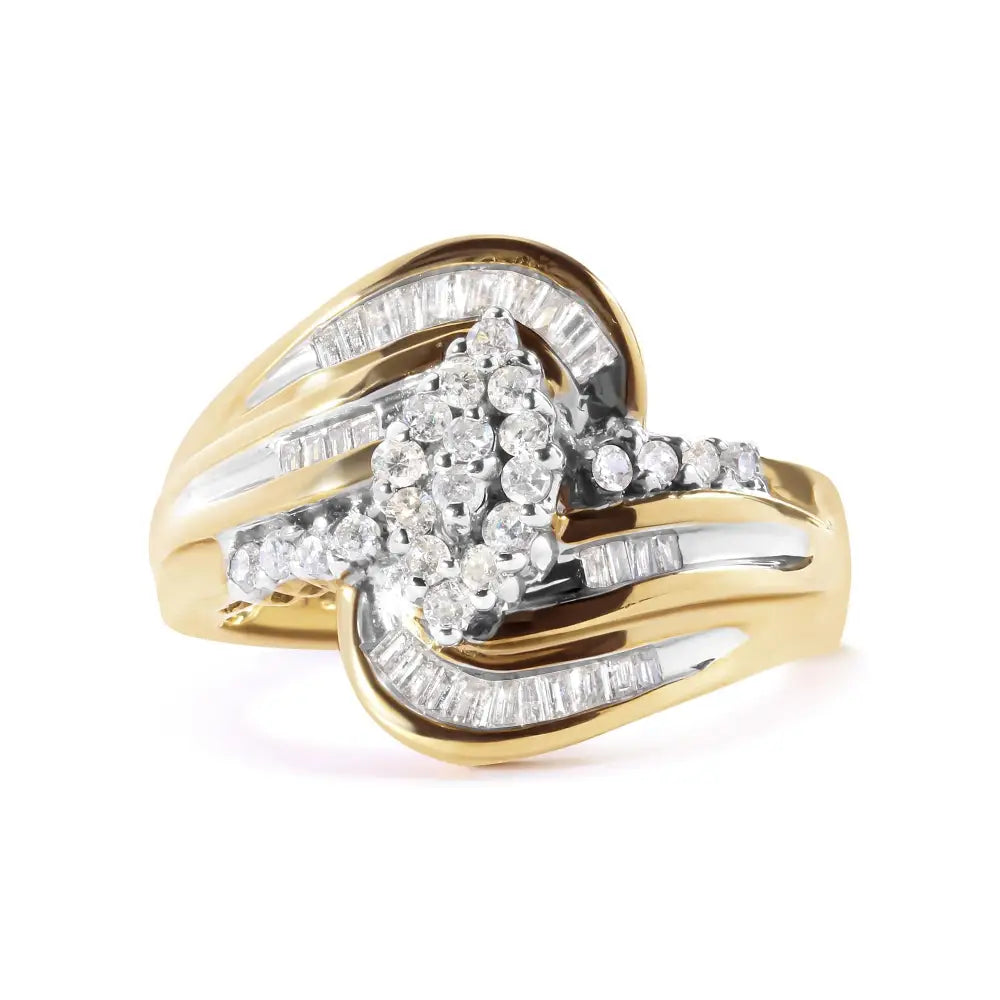 10k Yellow Gold 1/2 Cttw Diamond Pear Cluster and Swirl Ring (h-i Color I1-i2 Clarity) - Fine Jewelry us Direct