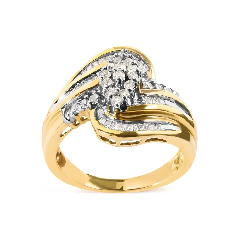 10k Yellow Gold 1/2 Cttw Diamond Pear Cluster and Swirl Ring (h-i Color I1-i2 Clarity) - Fine Jewelry us Direct