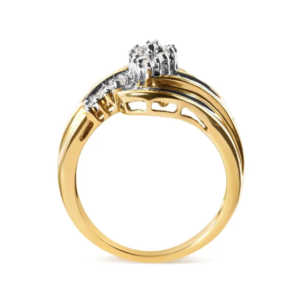 10k Yellow Gold 1/2 Cttw Diamond Pear Cluster and Swirl Ring (h-i Color I1-i2 Clarity) - Fine Jewelry us Direct