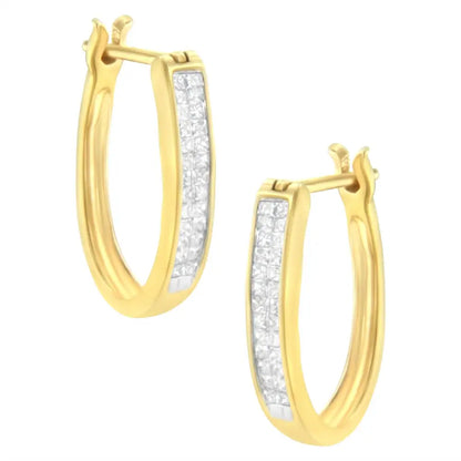 10k Yellow Gold 1/2 Cttw Invisible Set Princess-cut Diamond Hoop Earrings (h-i Color Si2-i1 Clarity) - Fine Jewelry