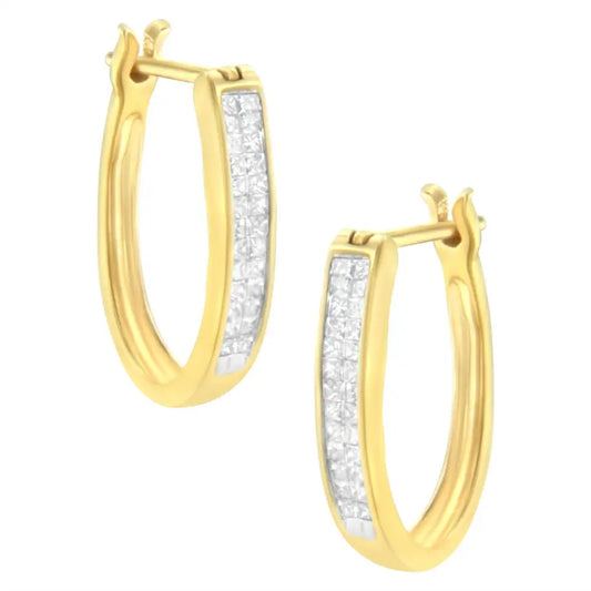 10k Yellow Gold 1/2 Cttw Invisible Set Princess-cut Diamond Hoop Earrings (h-i Color Si2-i1 Clarity) - Fine Jewelry