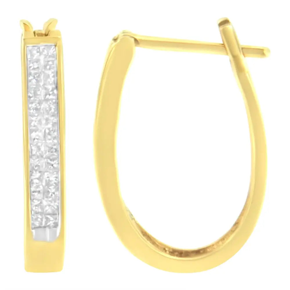 10k Yellow Gold 1/2 Cttw Invisible Set Princess-cut Diamond Hoop Earrings (h-i Color Si2-i1 Clarity) - Fine Jewelry