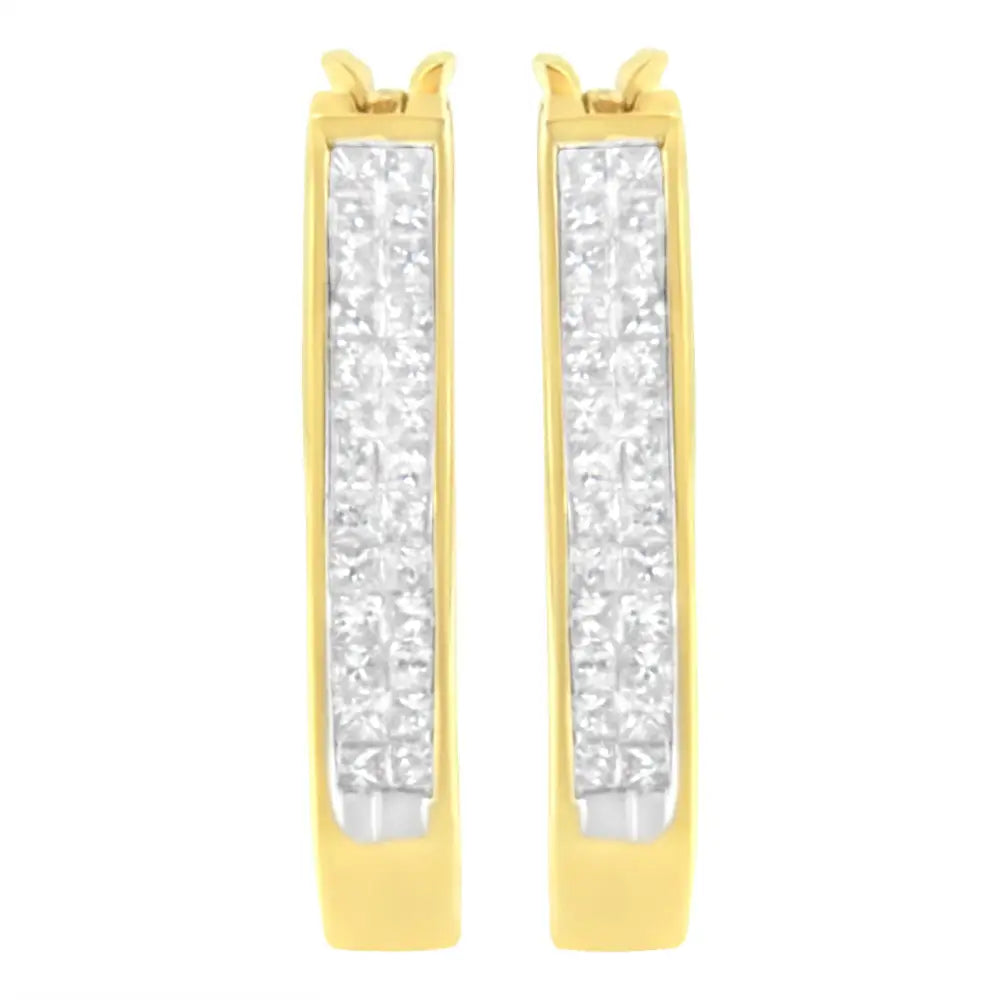 10k Yellow Gold 1/2 Cttw Invisible Set Princess-cut Diamond Hoop Earrings (h-i Color Si2-i1 Clarity) - Fine Jewelry