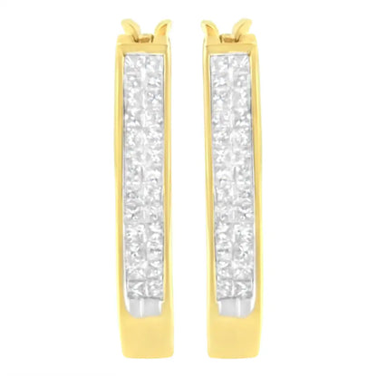 10k Yellow Gold 1/2 Cttw Invisible Set Princess-cut Diamond Hoop Earrings (h-i Color Si2-i1 Clarity) - Fine Jewelry