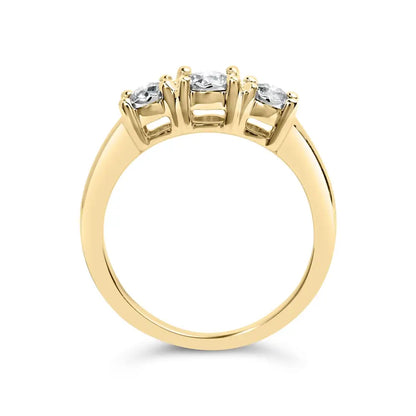 10k Yellow Gold 1/2 Cttw Miracle Set Round Diamond Three Stone Illusion Plate Ring (i-j Color I2-i3 Clarity) - Fine