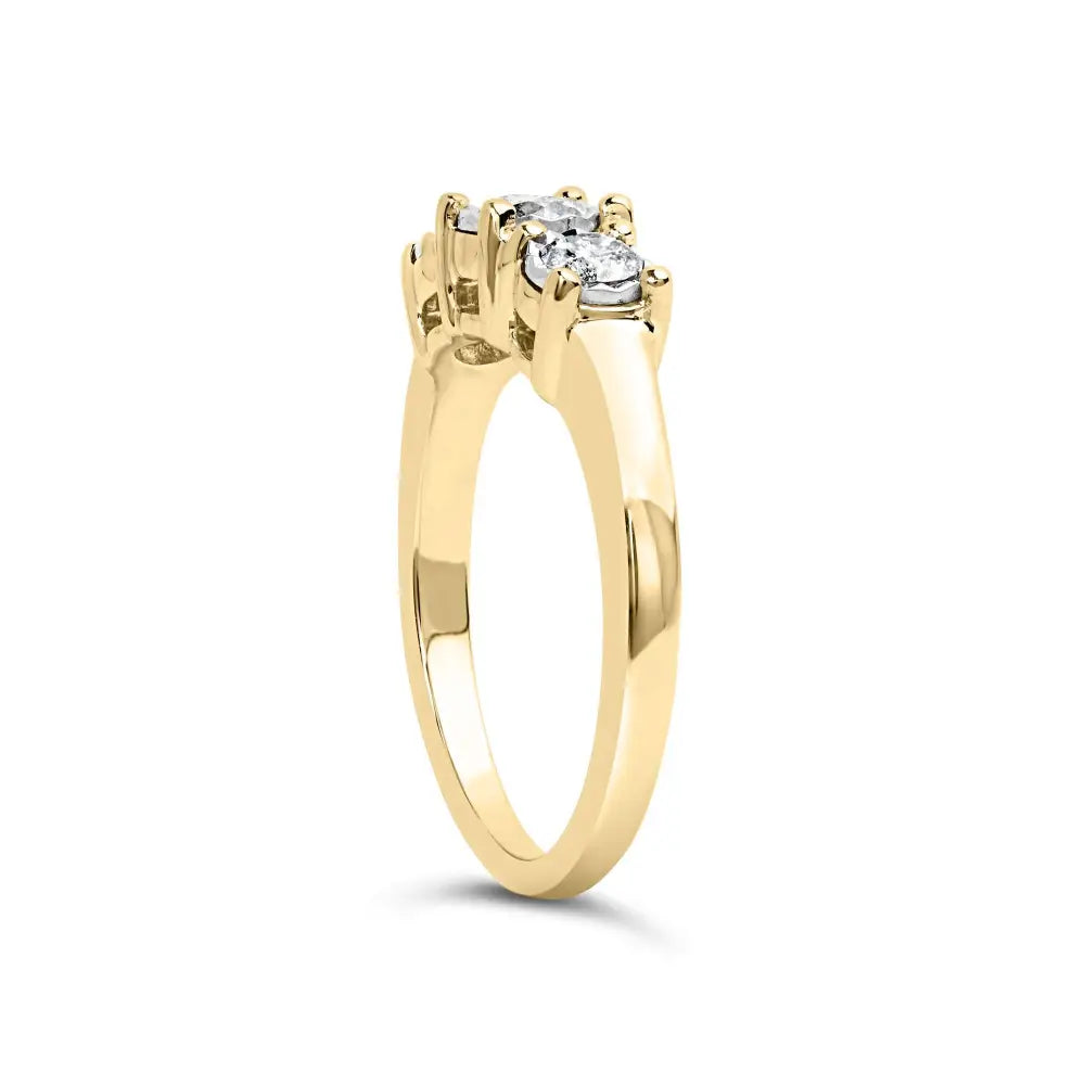 10k Yellow Gold 1/2 Cttw Miracle Set Round Diamond Three Stone Illusion Plate Ring (i-j Color I2-i3 Clarity) - Fine