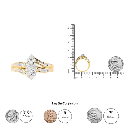 10k Yellow Gold 1/2 Cttw Pear Cluster and Channel Set Diamond Ring (h-i Color I1-i2 Clarity) - Fine Jewelry us Direct