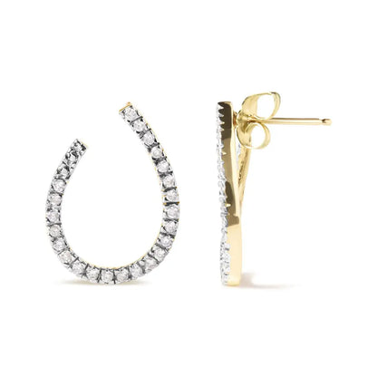 10k Yellow Gold 1/2 Cttw Round-cut Diamond Hoop Earrings (h-i Color I1-i2 Clarity) - Fine Jewelry us Direct