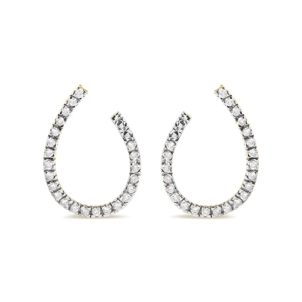 10k Yellow Gold 1/2 Cttw Round-cut Diamond Hoop Earrings (h-i Color I1-i2 Clarity) - Fine Jewelry us Direct