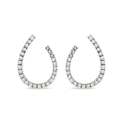 10k Yellow Gold 1/2 Cttw Round-cut Diamond Hoop Earrings (h-i Color I1-i2 Clarity) - Fine Jewelry us Direct