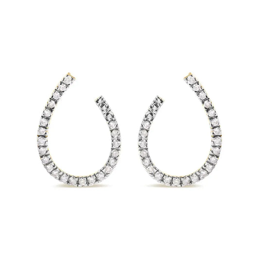 10k Yellow Gold 1/2 Cttw Round-cut Diamond Hoop Earrings (h-i Color I1-i2 Clarity) - Fine Jewelry us Direct