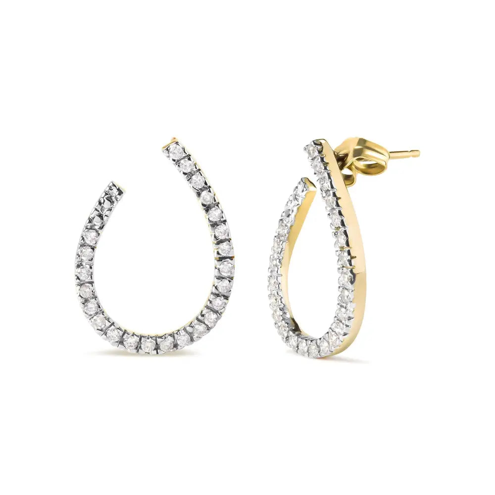 10k Yellow Gold 1/2 Cttw Round-cut Diamond Hoop Earrings (h-i Color I1-i2 Clarity) - Fine Jewelry us Direct