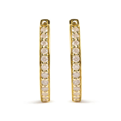 10k Yellow Gold 1/2 Cttw Round-cut Diamond Hoop Earrings (i-j Color I2-i3 Clarity) - Fine Jewelry us Direct