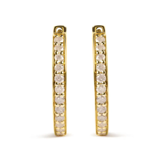 10k Yellow Gold 1/2 Cttw Round-cut Diamond Hoop Earrings (i-j Color I2-i3 Clarity) - Fine Jewelry us Direct