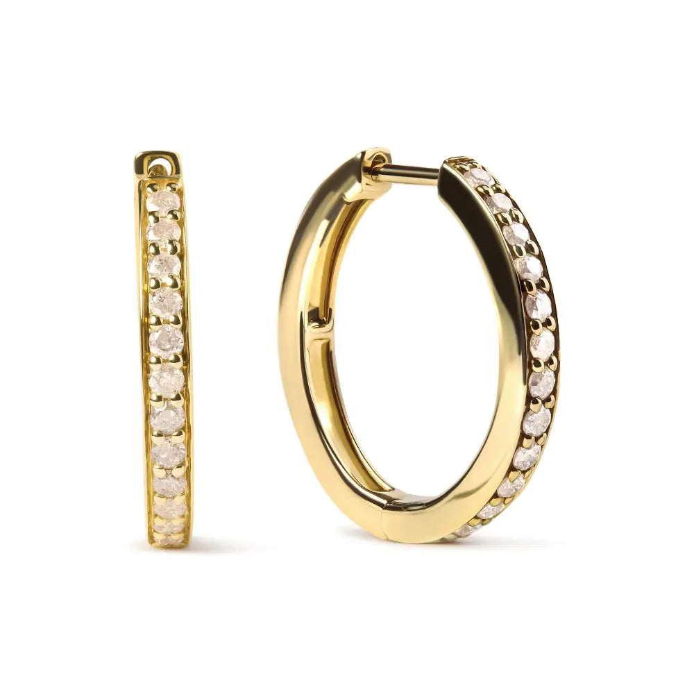 10k Yellow Gold 1/2 Cttw Round-cut Diamond Hoop Earrings (i-j Color I2-i3 Clarity) - Fine Jewelry us Direct