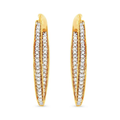 10k Yellow Gold 1/2 Cttw Round-cut Diamond Modern Hoop Earrings (i-j Color I2-i3 Clarity) - Fine Jewelry us Direct