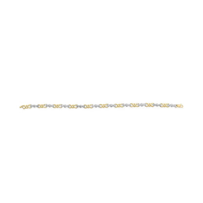 10k Yellow Gold 1/3 Cttw Diamond 3 Stone and X-link Bracelet (i-j Color I1-i2 Clarity) - 7.50’’ Inches - Fine