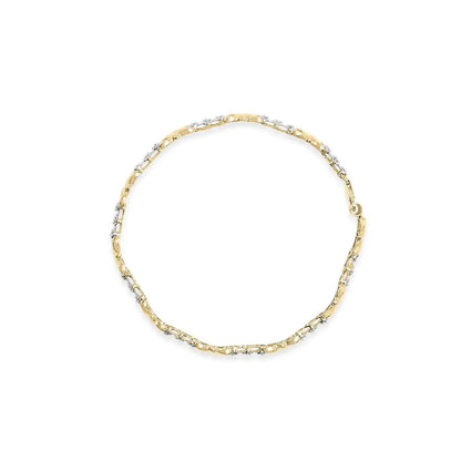 10k Yellow Gold 1/3 Cttw Diamond 3 Stone and X-link Bracelet (i-j Color I1-i2 Clarity) - 7.50’’ Inches - Fine