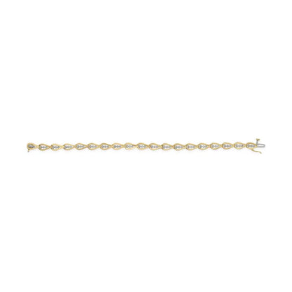 10k Yellow Gold 1/3 Cttw Diamond 3 Stone Teardrop Design Link Bracelet (i-j Color I1-i2 Clarity) - 7.25’’ Inches