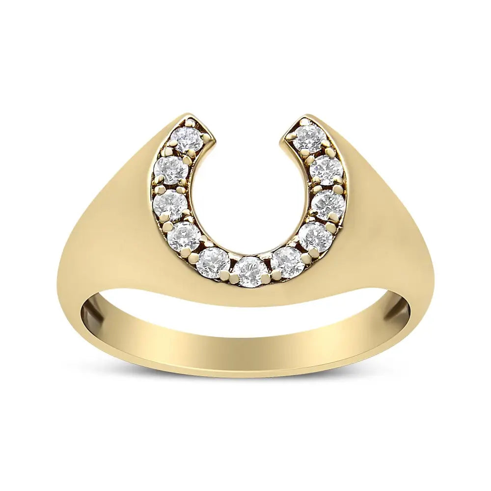 10k Yellow Gold 1/3 Cttw Round-cut Diamond Men’s Horseshoe Ring (h-i Color Vs1-vs2 Clarity) - Fine Jewelry us Direct