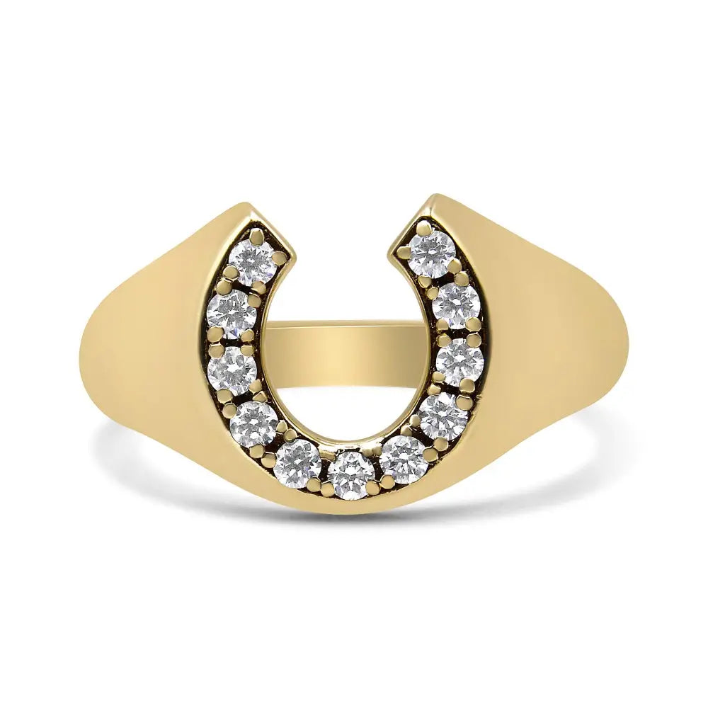 10k Yellow Gold 1/3 Cttw Round-cut Diamond Men’s Horseshoe Ring (h-i Color Vs1-vs2 Clarity) - Fine Jewelry us Direct