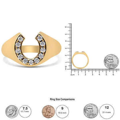 10k Yellow Gold 1/3 Cttw Round-cut Diamond Men’s Horseshoe Ring (h-i Color Vs1-vs2 Clarity) - Fine Jewelry us Direct