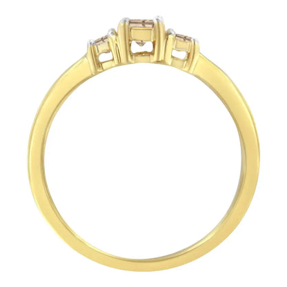 10k Yellow Gold 1/4 Cttw 4-prong Princess-cut Diamond 3 Stone Ring Band (l-m Color I1-i2 Clarity) - Fine Jewelry