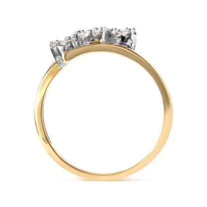 10k Yellow Gold 1/4 Cttw Diamond Cluster 3 Stone Style Bypass Ring (i-j Color I1-i2 Clarity) - Fine Jewelry us Direct