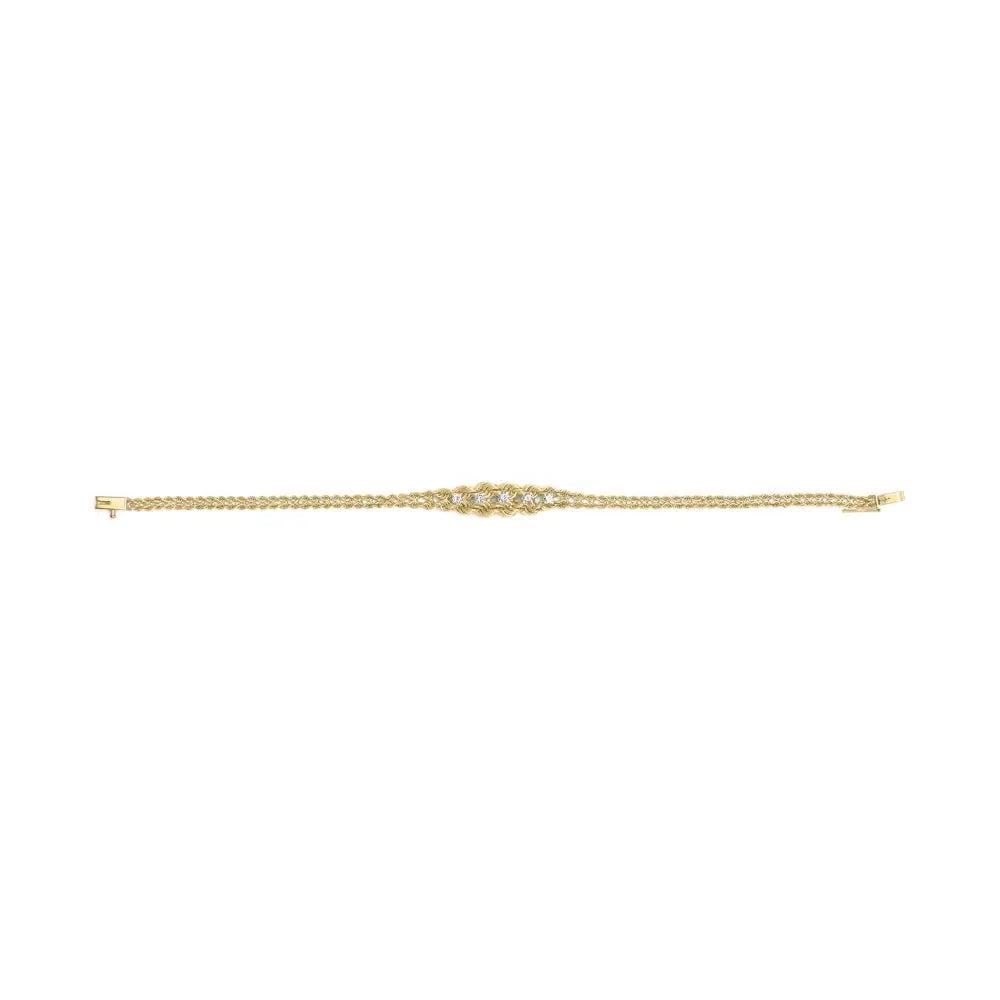 10k Yellow Gold 1/4 Cttw Round-cut Diamond Basket Weave Rope Chain Style 7’’ Bracelet (h-i Color I1-i2 Clarity)