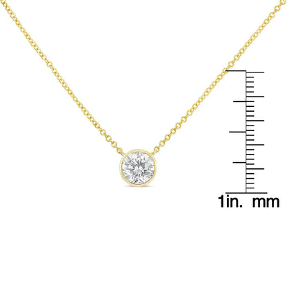 10k Yellow Gold 1/5 Carat Round Brilliant-cut Diamond Modern Bezel-set Solitaire 16’’-18’’ Pendant Necklace