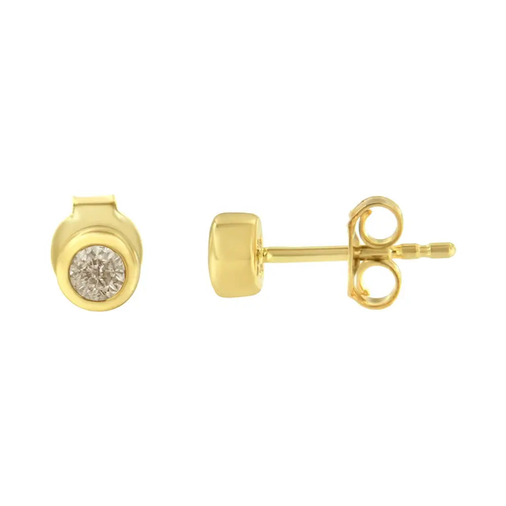 10k Yellow Gold 1/5 Cttw Round Brilliant-cut Near Colorless Diamond Bezel-set Stud Earrings (j-k Color I1-i2 Clarity)