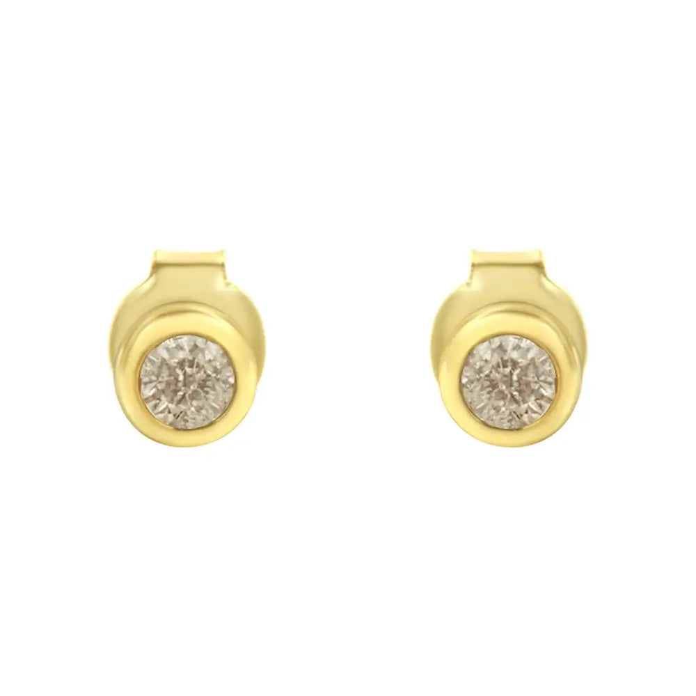 10k Yellow Gold 1/5 Cttw Round Brilliant-cut Near Colorless Diamond Bezel-set Stud Earrings (j-k Color I1-i2 Clarity)