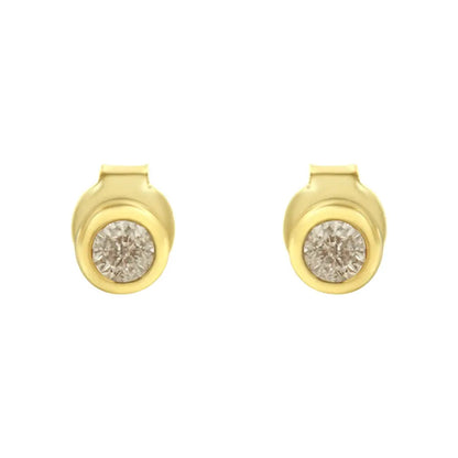 10k Yellow Gold 1/5 Cttw Round Brilliant-cut Near Colorless Diamond Bezel-set Stud Earrings (j-k Color I1-i2 Clarity)