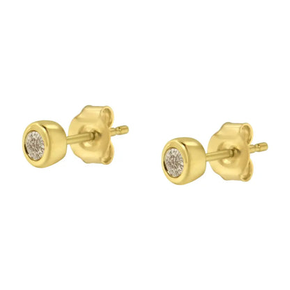 10k Yellow Gold 1/5 Cttw Round Brilliant-cut Near Colorless Diamond Bezel-set Stud Earrings (j-k Color I1-i2 Clarity)