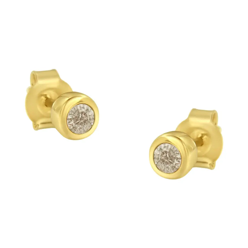 10k Yellow Gold 1/5 Cttw Round Brilliant-cut Near Colorless Diamond Bezel-set Stud Earrings (j-k Color I1-i2 Clarity)