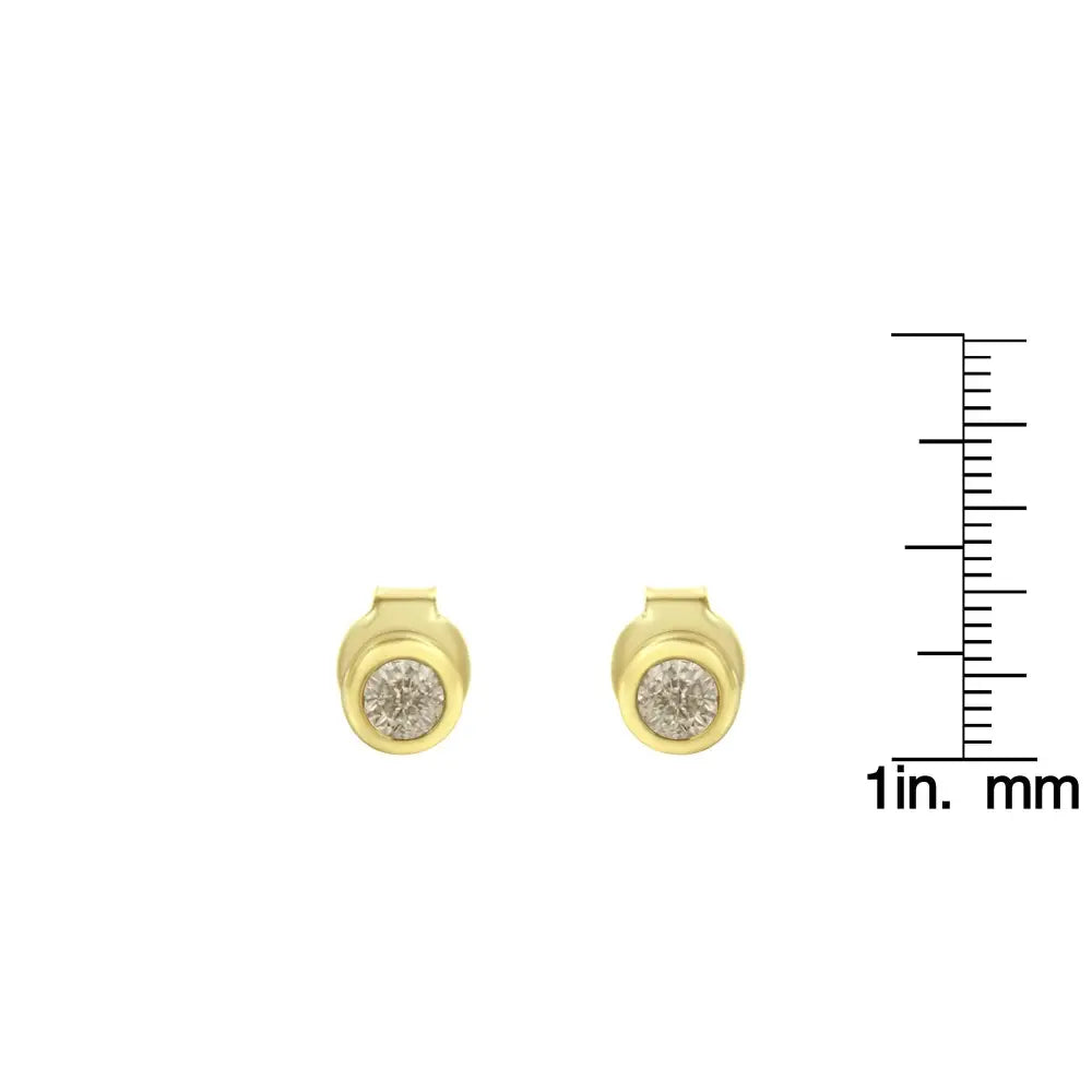 10k Yellow Gold 1/5 Cttw Round Brilliant-cut Near Colorless Diamond Bezel-set Stud Earrings (j-k Color I1-i2 Clarity)