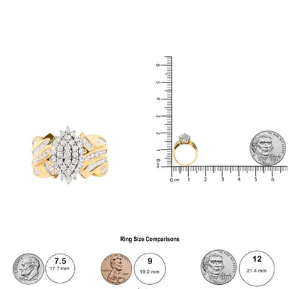 10k Yellow Gold 1 Cttw Diamond Pear Shaped Cluster Cocktail Ring (h-i Color I2-i3 Clarity) - Fine Jewelry us Direct