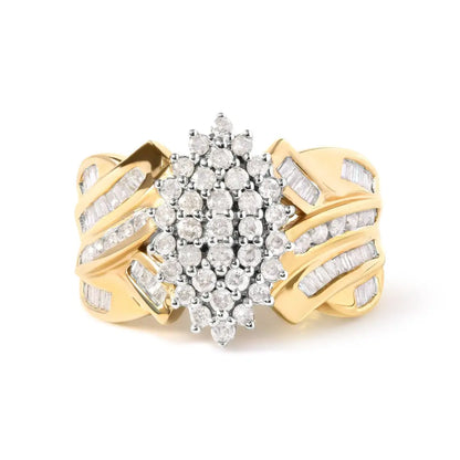 10k Yellow Gold 1 Cttw Diamond Pear Shaped Cluster Cocktail Ring (h-i Color I2-i3 Clarity) - Fine Jewelry us Direct