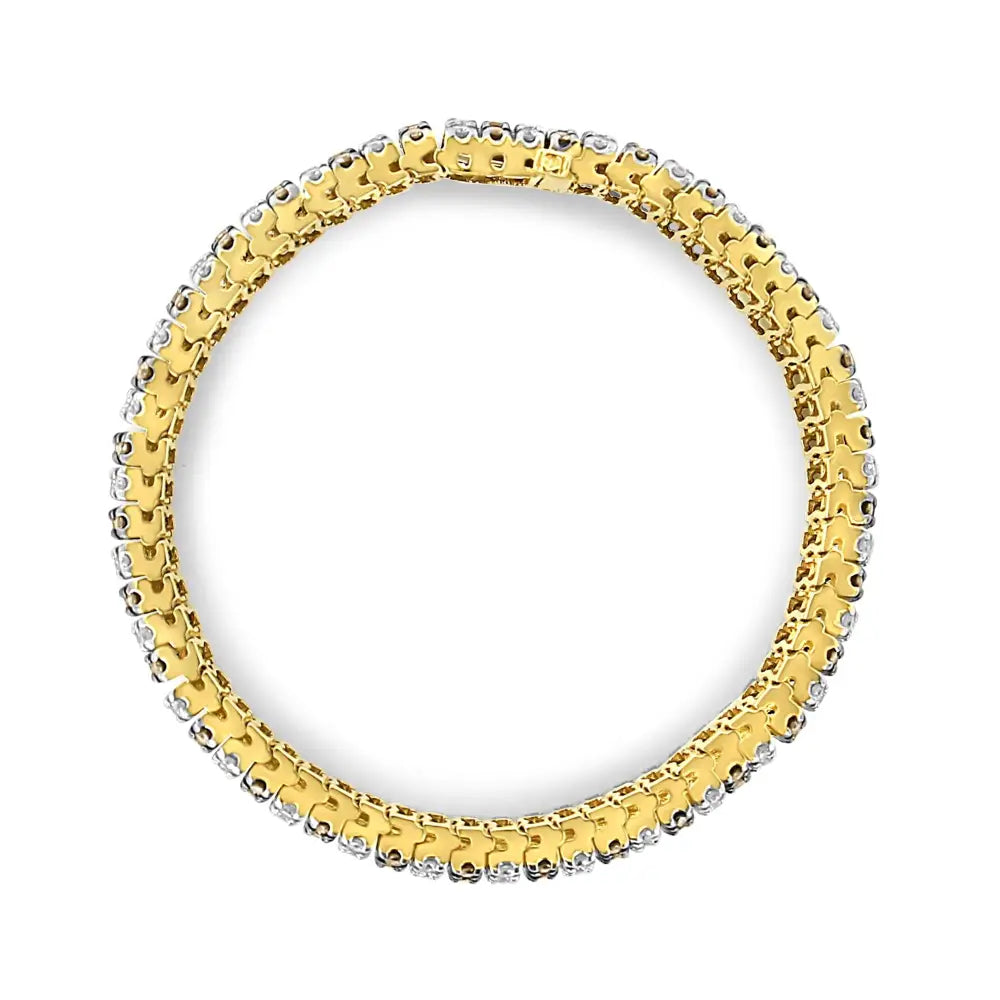 10k Yellow Gold 10 Ctw 1/3 Cttw Alternating Coco Color and White Diamond 5 Row Tennis Bracelet (brown/h-i Si1-si2