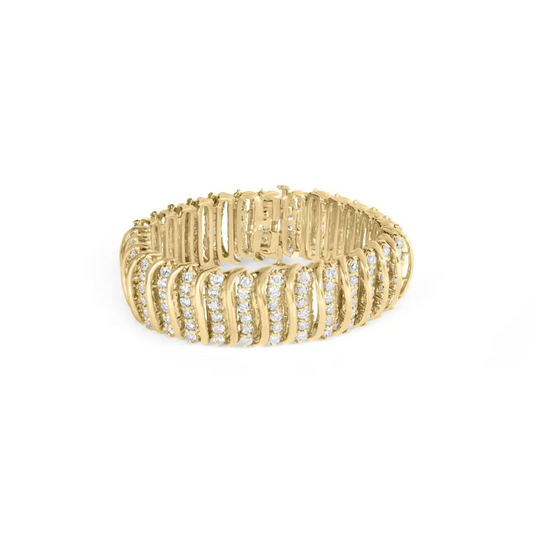 10k Yellow Gold 15.0 Cttw Diamond s Shaped Wave Link Two Tone 7” Tennis Bracelet (j-k Color I2-i3 Clarity) - Fine