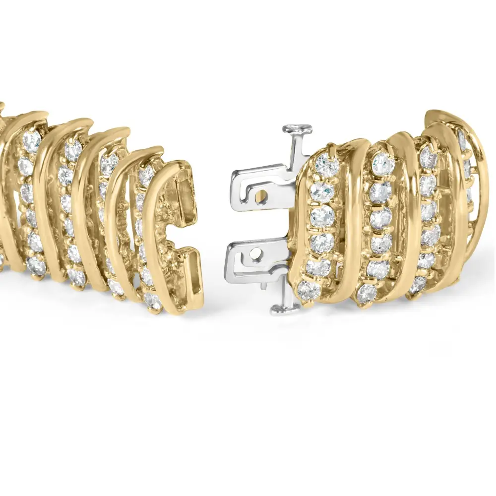 10k Yellow Gold 15.0 Cttw Diamond s Shaped Wave Link Two Tone 7” Tennis Bracelet (j-k Color I2-i3 Clarity) - Fine