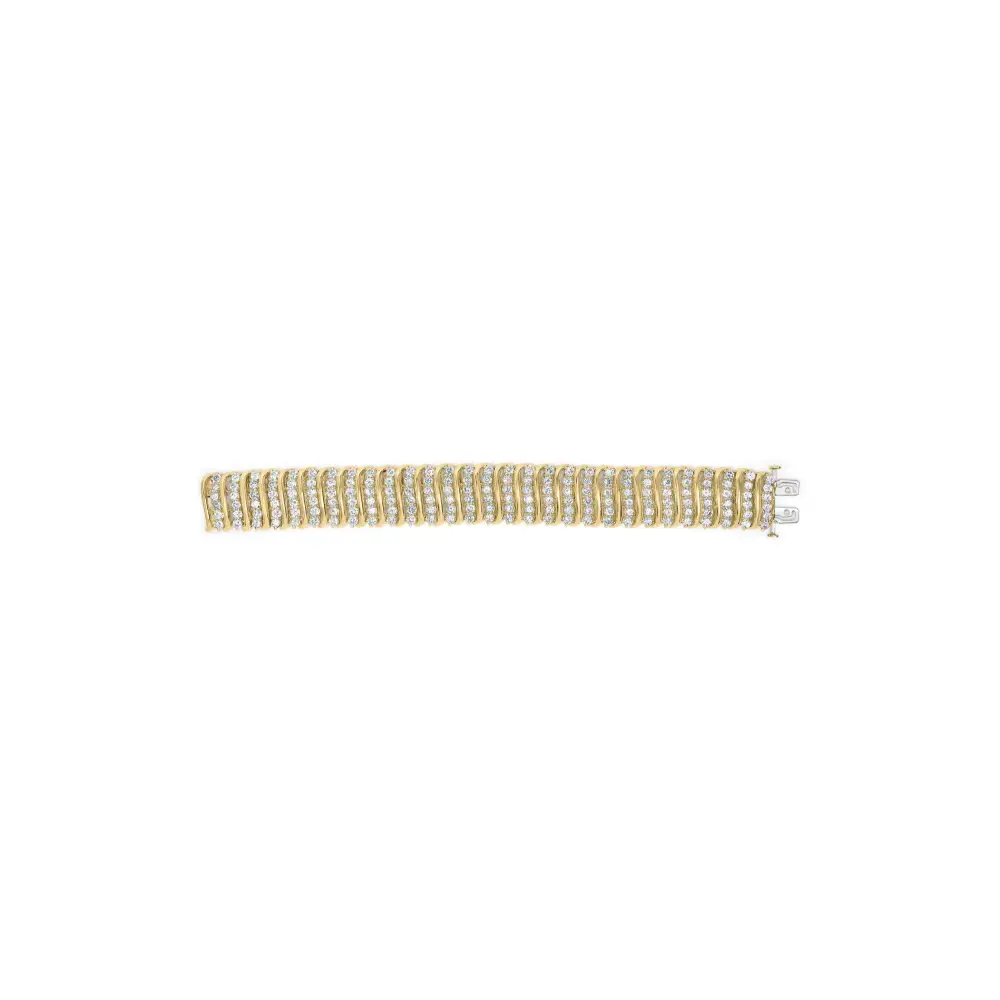 10k Yellow Gold 15.0 Cttw Diamond s Shaped Wave Link Two Tone 7” Tennis Bracelet (j-k Color I2-i3 Clarity) - Fine