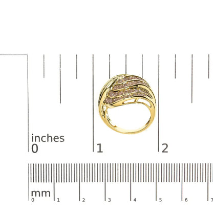 10k Yellow Gold 2.0 Cttw Channel Set Diamond Cocktail Swirl Band Ring (k-l Color I1-i2 Clarity) - Fine Jewelry us Direct