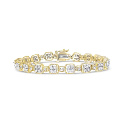 10k Yellow Gold 2.0 Cttw Diamond Square Link Bracelet (j-k Color I2-i3 Clarity) - Size 7.25’’ - Fine Jewelry us Direct