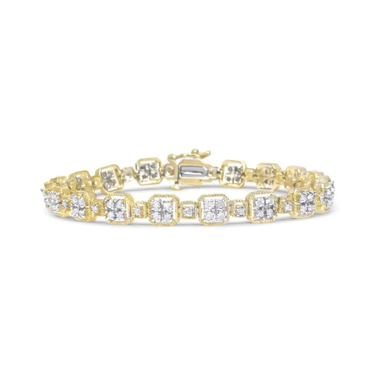 10k Yellow Gold 2.0 Cttw Diamond Square Link Bracelet (j-k Color I2-i3 Clarity) - Size 7.25’’ - Fine Jewelry us Direct