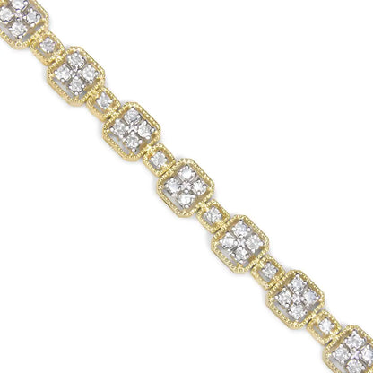 10k Yellow Gold 2.0 Cttw Diamond Square Link Bracelet (j-k Color I2-i3 Clarity) - Size 7.25’’ - Fine Jewelry us Direct