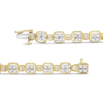 10k Yellow Gold 2.0 Cttw Diamond Square Link Bracelet (j-k Color I2-i3 Clarity) - Size 7.25’’ - Fine Jewelry us Direct